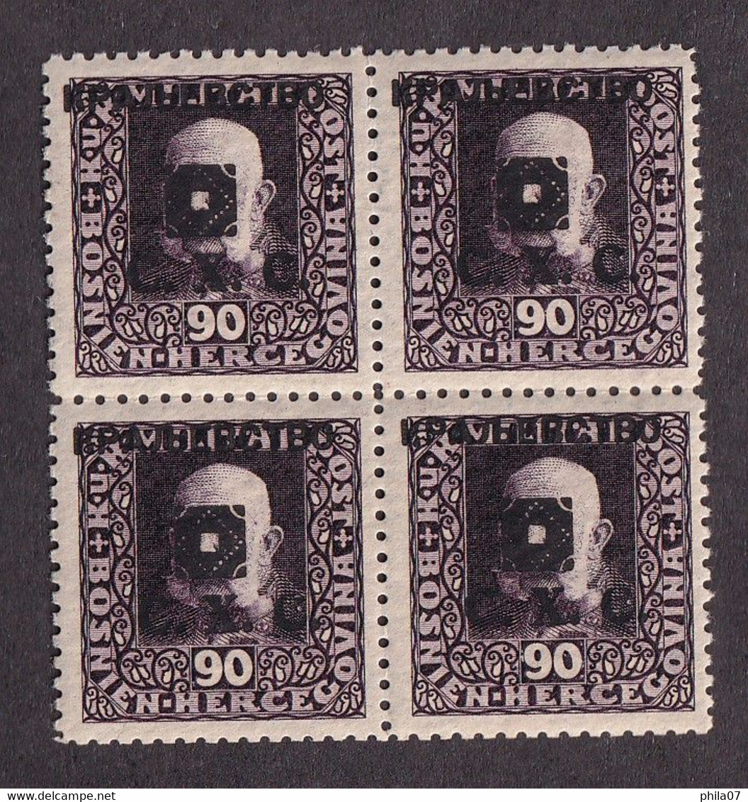 Austria/Bosnia&Herzegovina - Mi.No. 45B, Block Of Four In Rarer Perforation 11 1/2, Certificate Pervan. - Briefe U. Dokumente