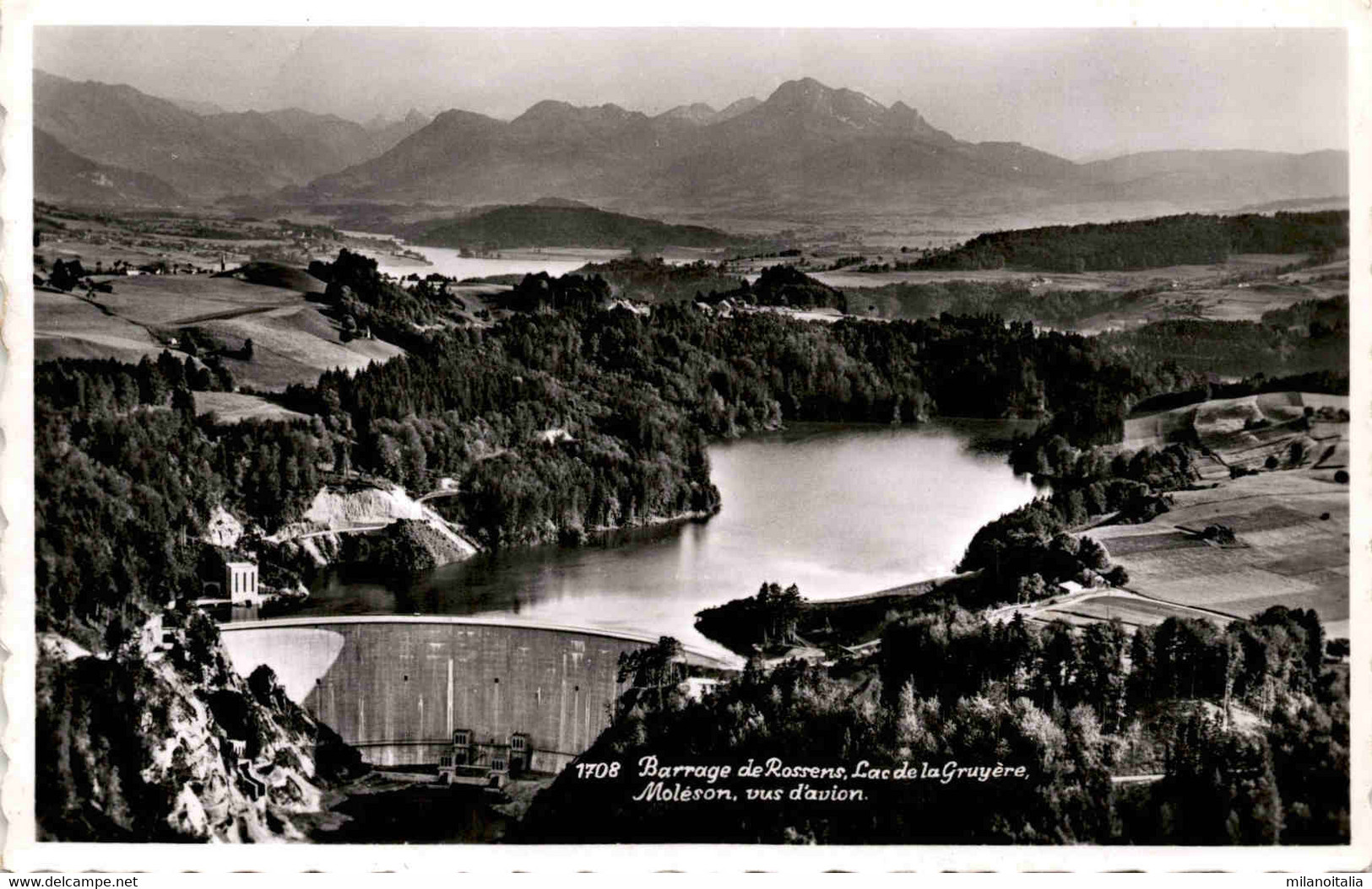 Barrage De Rossens, Lac De La Gruyere, Moleson, Vus D'avion (1708) * 17. 8. 1953 - Rossens