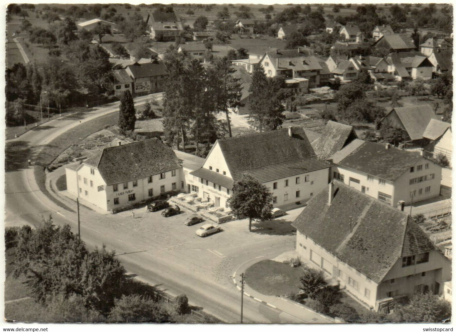 MÖHLIN Flugaufnahme Hotel-Landgasthaus Adler Fam. H. Weidmann Auto - Möhlin