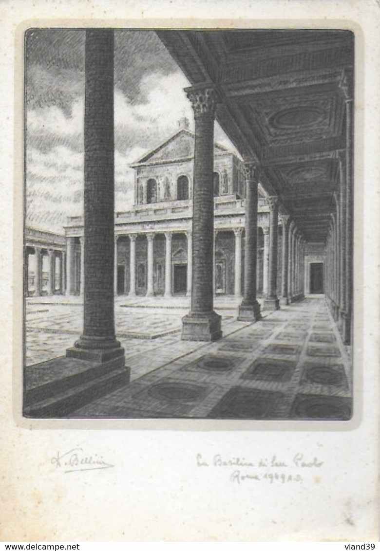 La Basilica Di San Paolo - Gravure De Bellini Roma 1949 A.D. - Eglises