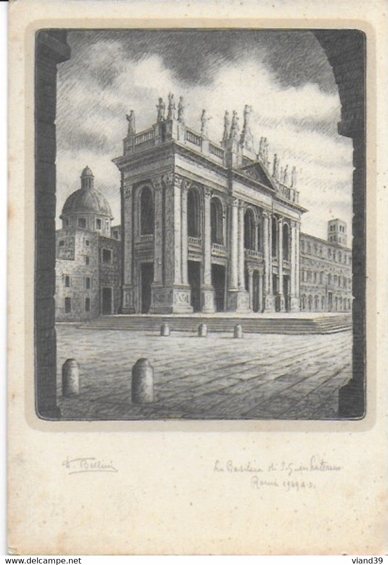 La Basilica De Saint Jean De Latran.  - Gravure De Bellini Roma 1949 A.D. - Kirchen