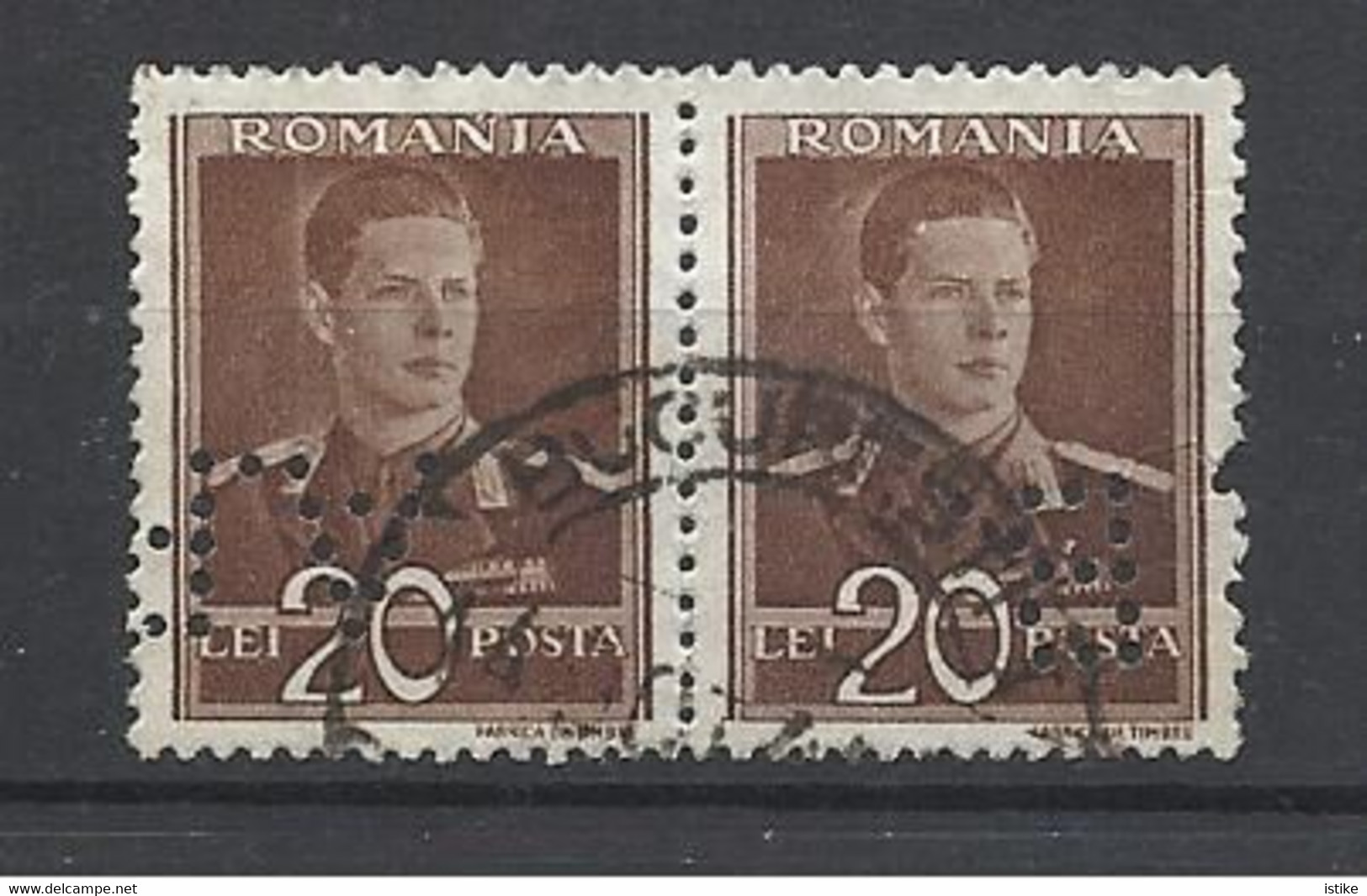 Romania, King Mihai, Lei 20. Pair, Perfin. - Other & Unclassified