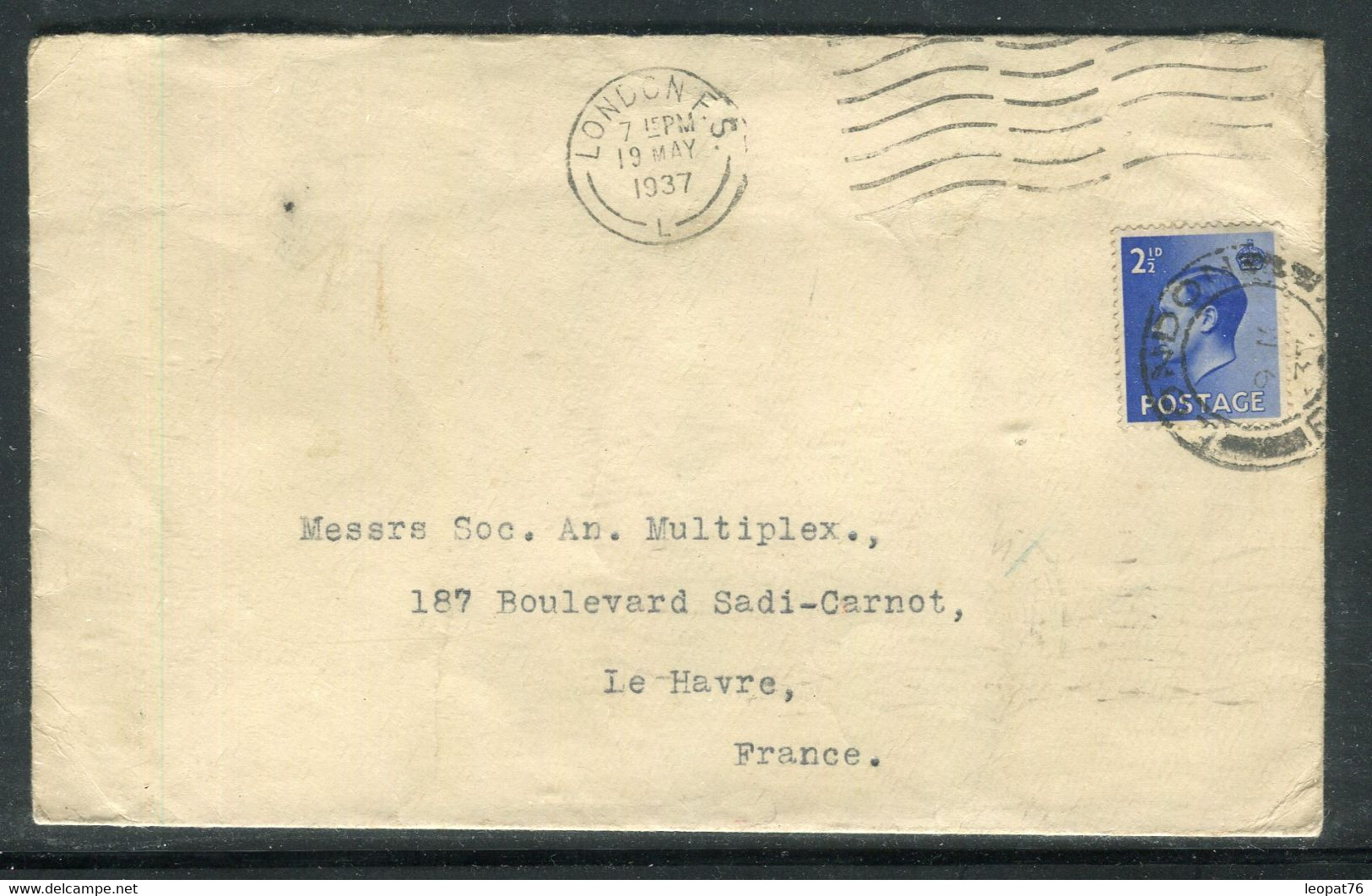 GB - Edward VIII Seul Sur Enveloppe De Londres Pour La France En 1937 - Réf F19 - Poststempel