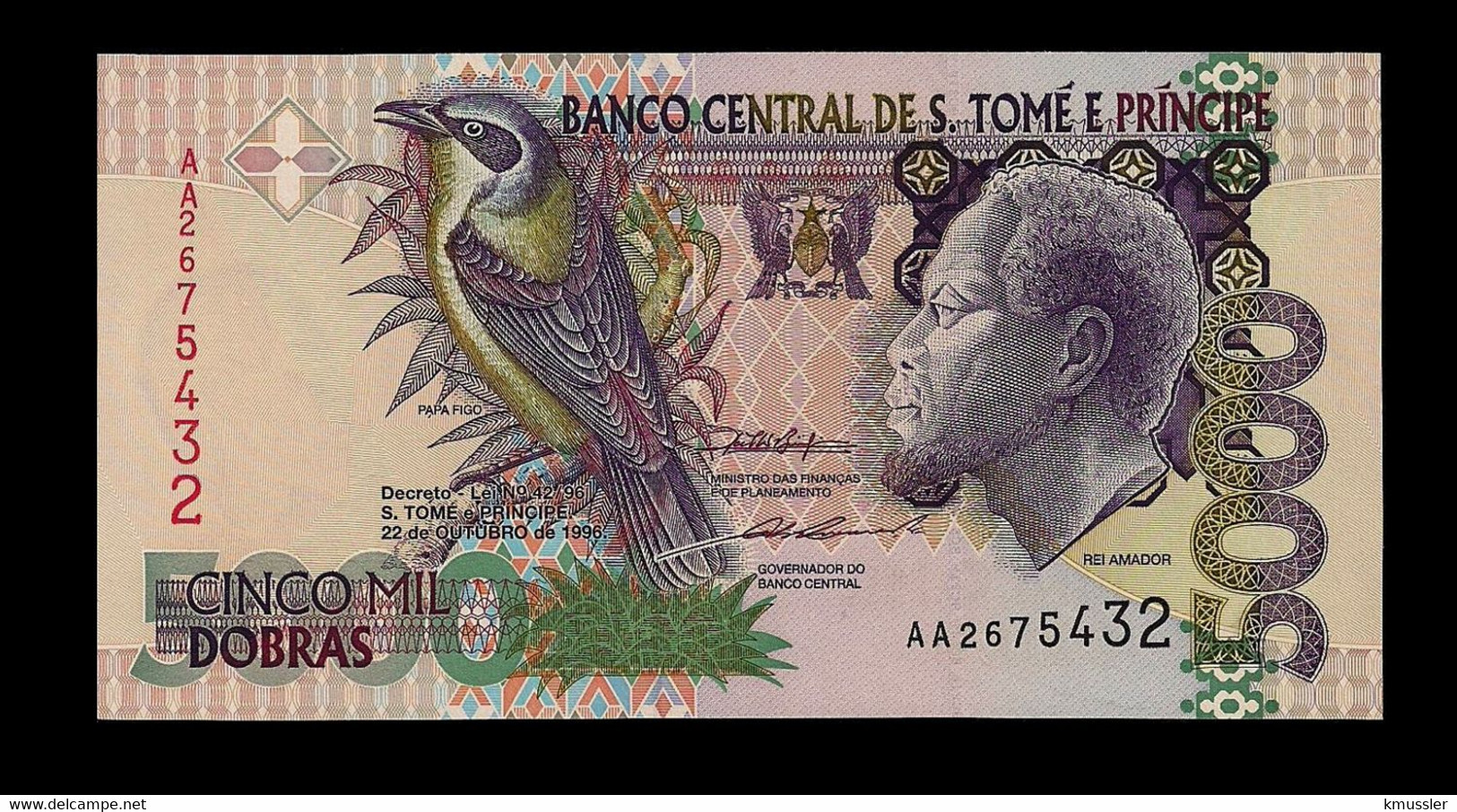 # # # Banknote Tome Und Principe 5.000 Dobras 1996 UNC # # # - San Tomé E Principe