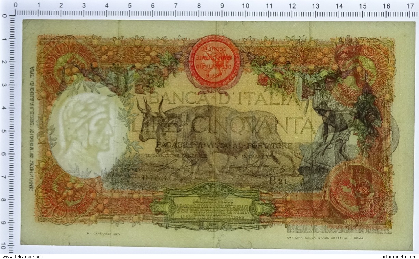 50 LIRE CAPRANESI BUOI TESTINA DECRETO 20/05/1916 BB/BB+ - Andere