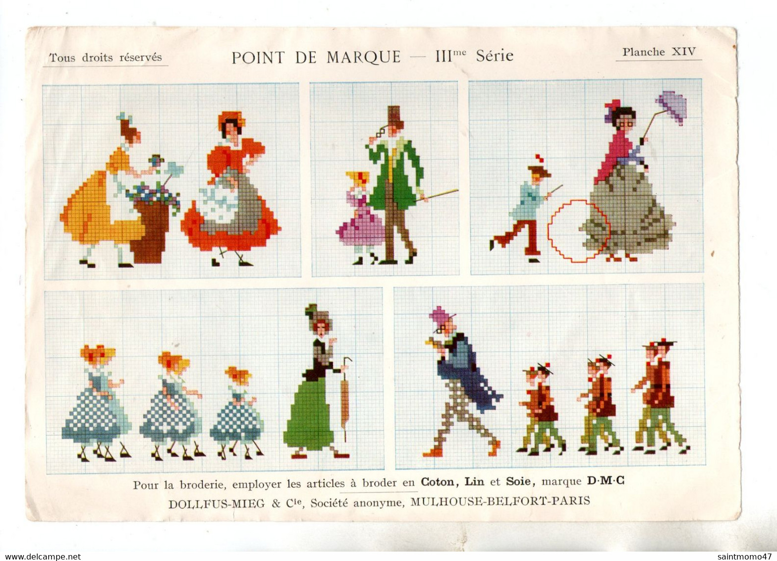 BIBLIOTHÈQUE D.M.C. . POINT DE MARQUE . BRODERIES - Réf. N°272F - - Schnittmuster