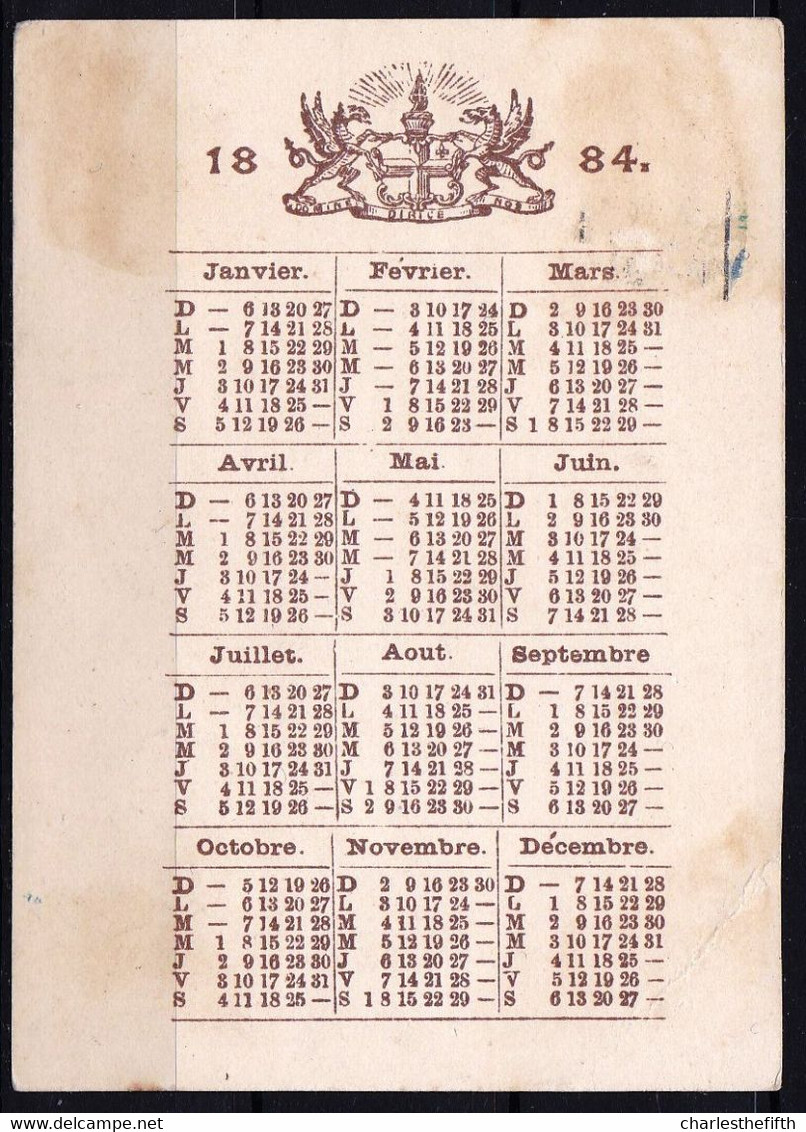 CALENDRIER CALENDAR Kalender YEAR ANNEE 1884 - Biscuits DREW  & SONS Londres London - RARE - CARICATURE - Small : ...-1900