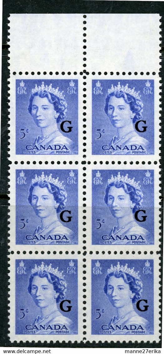 -Canada-1953- "Queen Elisabeth II"  MNH **  Overprinted 'G' - Surchargés