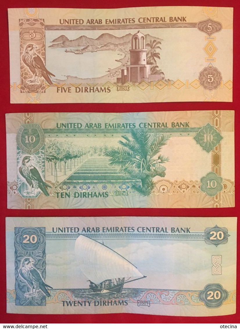 EMIRATS ARABES UNIS 5, 10 Et 20 Dirhams 2007 P#19, 20 Et 21 TTB - United Arab Emirates