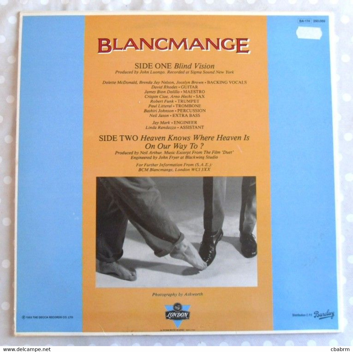 MAXI 45 TOURS BLANCMANGE BLIND VISION 1983 FRANCE Barclay 290 069 - 12" - 45 T - Maxi-Single