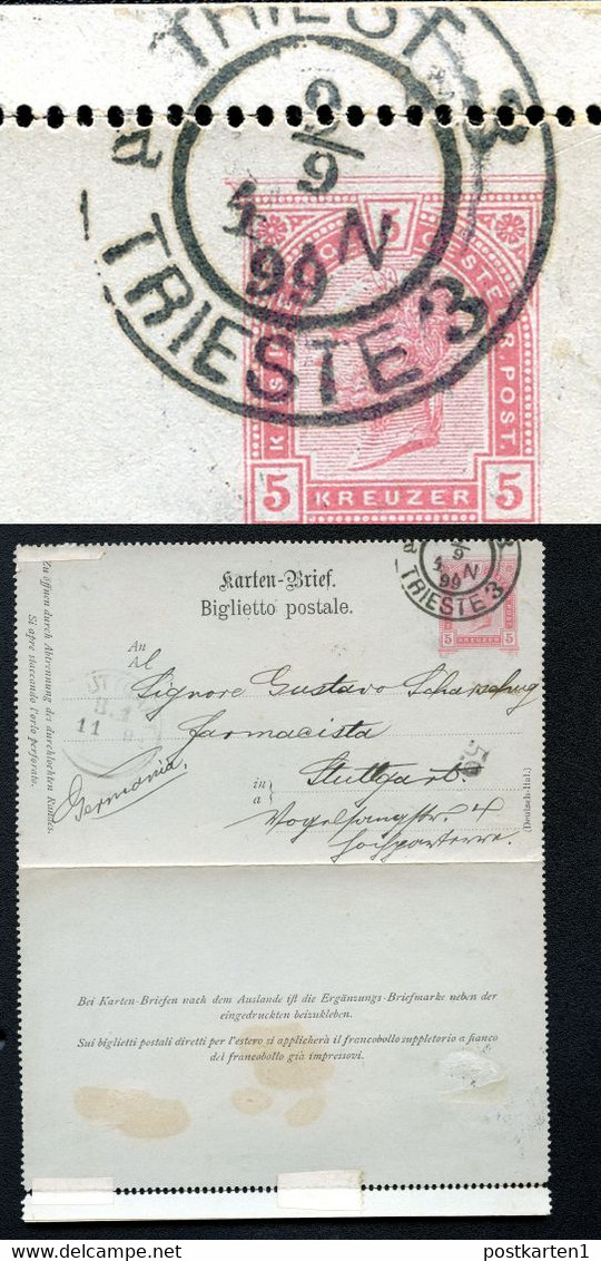 ÖSTERREICH Kartenbrief K39 Triest Trieste 9.9.1899 - Kartenbriefe
