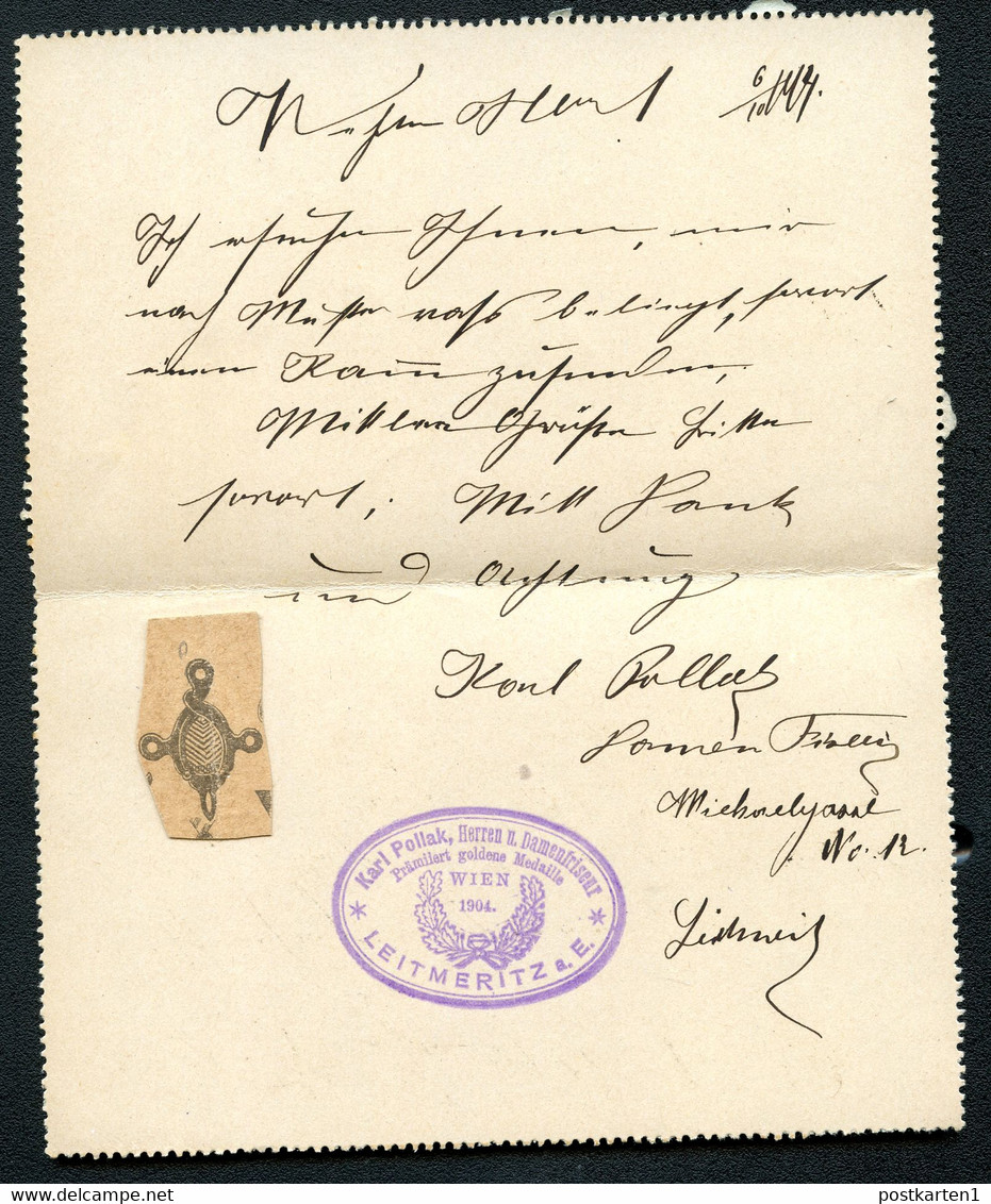 ÖSTERREICH Kartenbrief K42 Leitmeritz Litoměřice FRISEUR 1904 - Letter-Cards