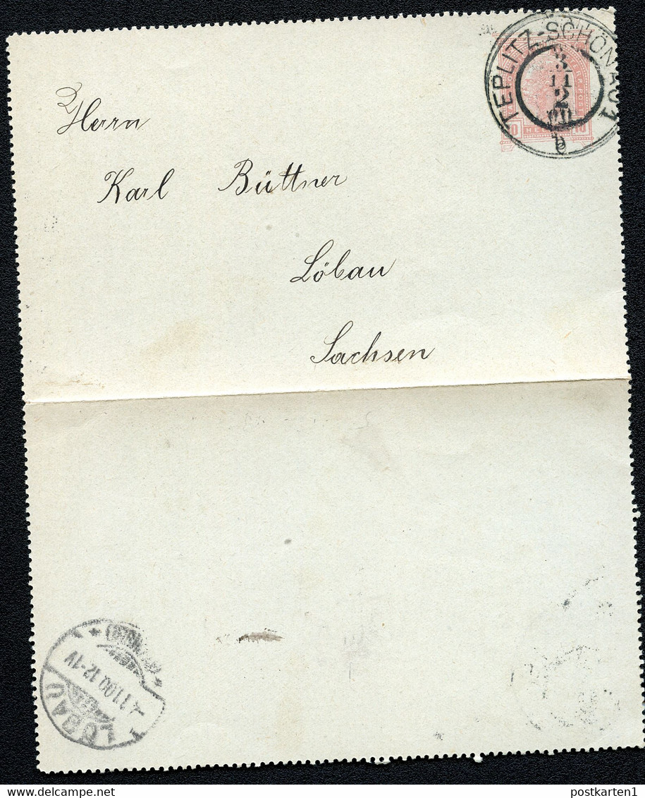 ÖSTERREICH Kartenbrief K42 Teplitz-Schönau Teplice-Šanov 1900 - Carte-Lettere