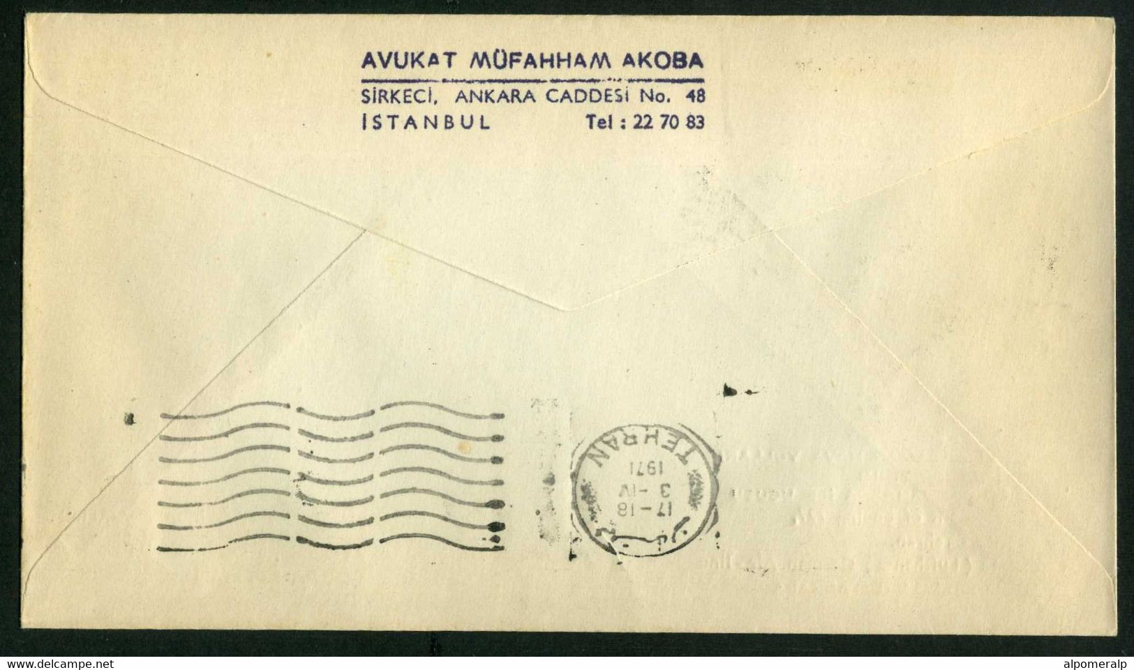 Türkiye 1971 Ankara Tehran Lufthansa Boeing 727 First Flight, April 3 | With Tehran Arrival Postmark | Air Mail, Birds - Poste Aérienne