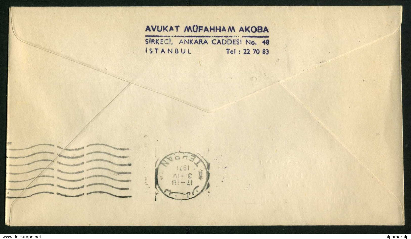 Türkiye 1971 Ankara Tehran Lufthansa Boeing 727 First Flight, April 3 | With Tehran Arrival Postmark | Air Mail, Birds - Poste Aérienne