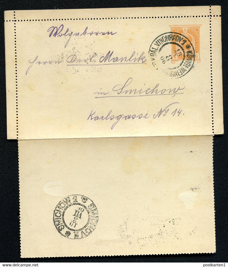 ÖSTERREICH Kartenbrief K44 Königliche Weinberge Královské Vinohrady 1906 - Cartas-Letras