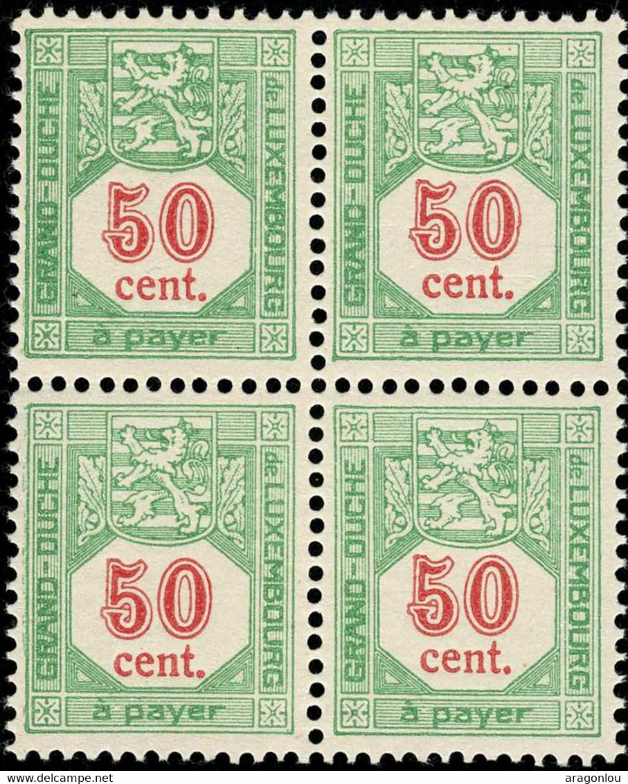 Luxembourg, Luxemburg 1922 Timbres-taxe Bloc 4x 50c. Neuf MNH** - Unused Stamps