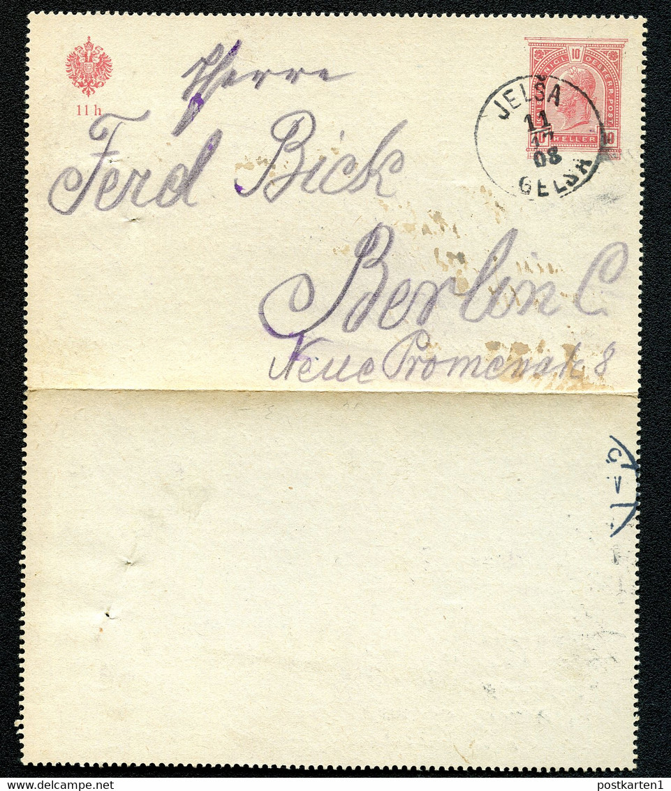 ÖSTERREICH Kartenbrief K45 Gelsa Jelša (Hvar KROATIEN) - Berlin 1908 - Cartes-lettres