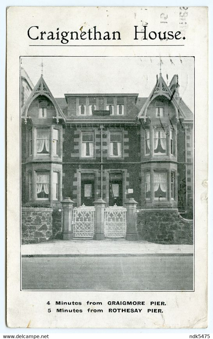 ISLE OF BUTE : ROTHESAY - CRAIGNETHAN HOUSE / ADDRESS - PAISLEY, ESPEDAIR STREET (WYLIE) - Bute