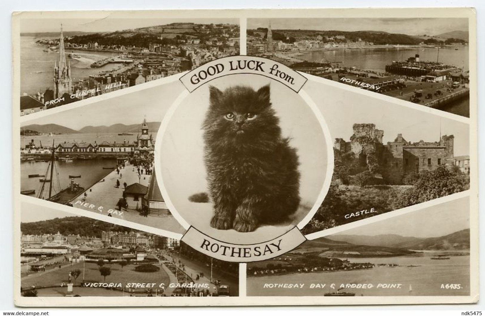 ISLE OF BUTE : GOOD LUCK FROM ROTHESAY (BLACK CAT / MULTIVIEW) / ADDRESS - DUFFTOWN, BALVENIE STREET (McINNES) - Bute