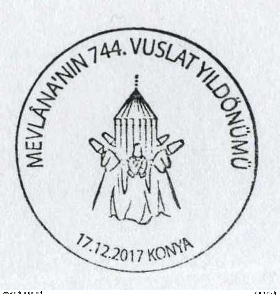 Türkiye 2017 Hz. Mevlana's Beloved, 774th Anniv. | Mevlevi, Religion, Moral Philosophy | Special Cover - Briefe U. Dokumente