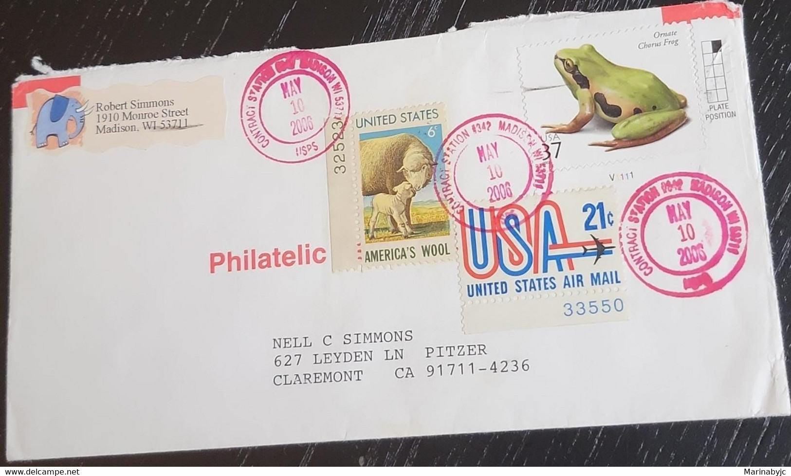 SP) 2006 UNITED STATES, AMERICA'S WOOL, FROG, AIRMAIL, LOCAL CIRCULATED COVER TO CALIFORNIA, XF - Autres & Non Classés