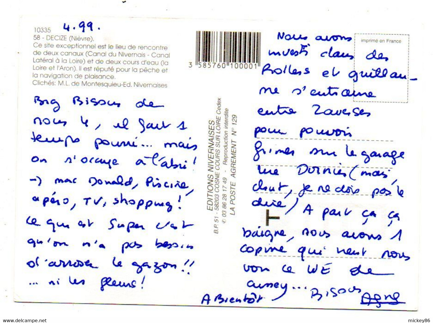 DECIZE--1999-- Multivues ( Canaux, Rivières,péniches Loisirs  )  ........à Saisir - Decize