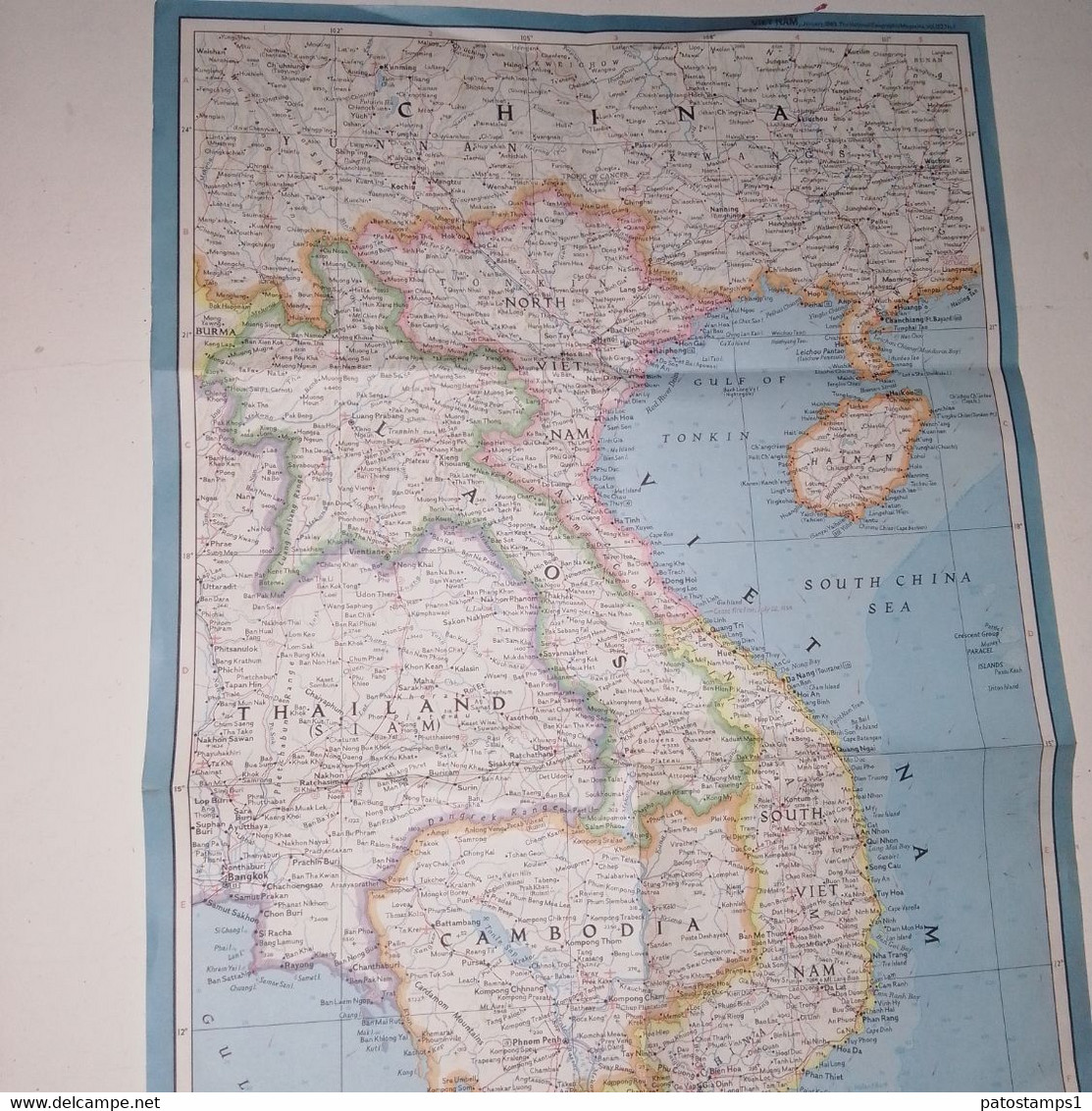 178847 ASIA VIETNAM CAMBODIA - LAOS AND EASTERN THAILAND MAP MAPA 1965 29 X 52 CM NO POSTAL POSTCARD - Monde