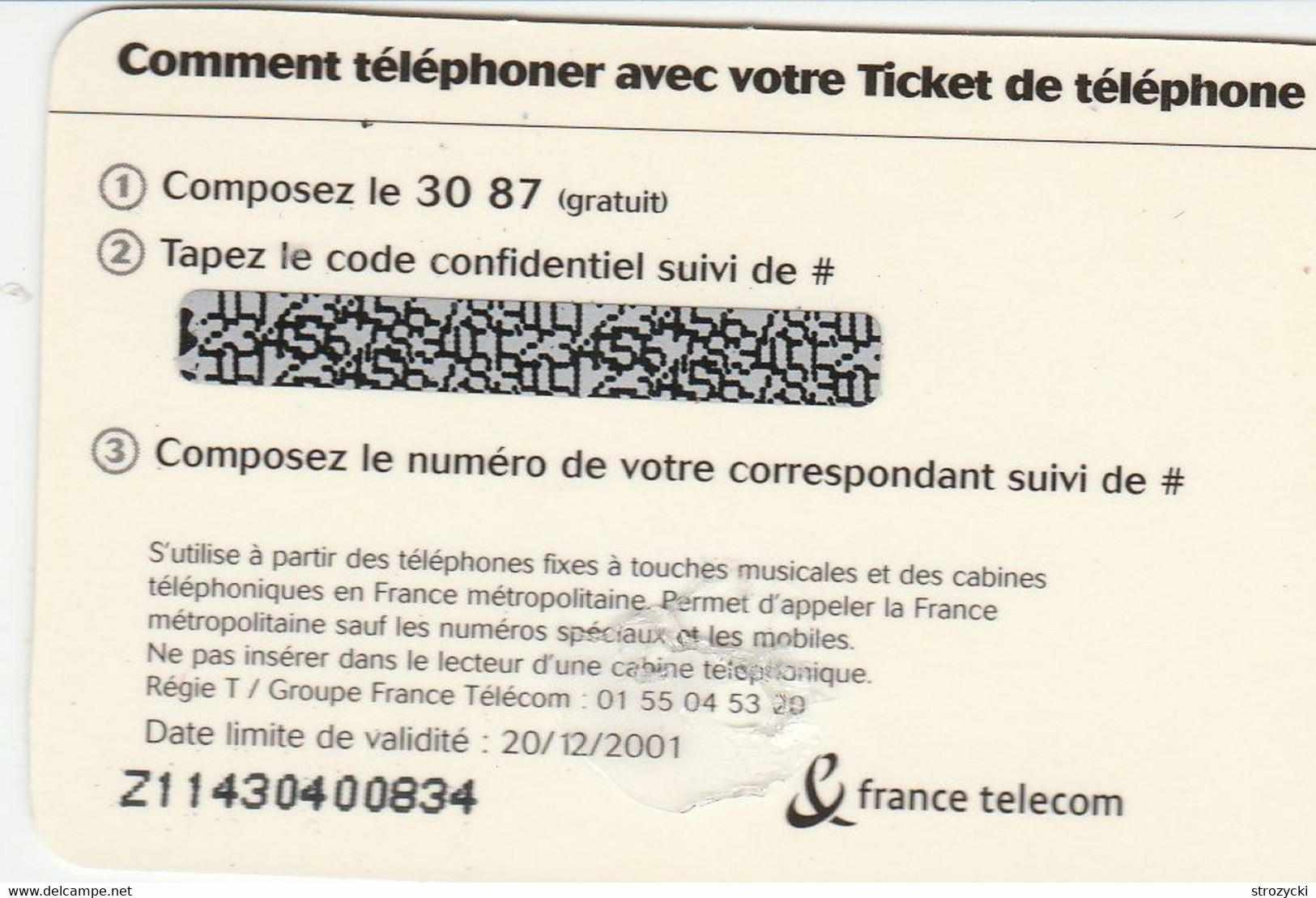 France -  Cycling - 88 Tour De France 2001 - FT Tickets