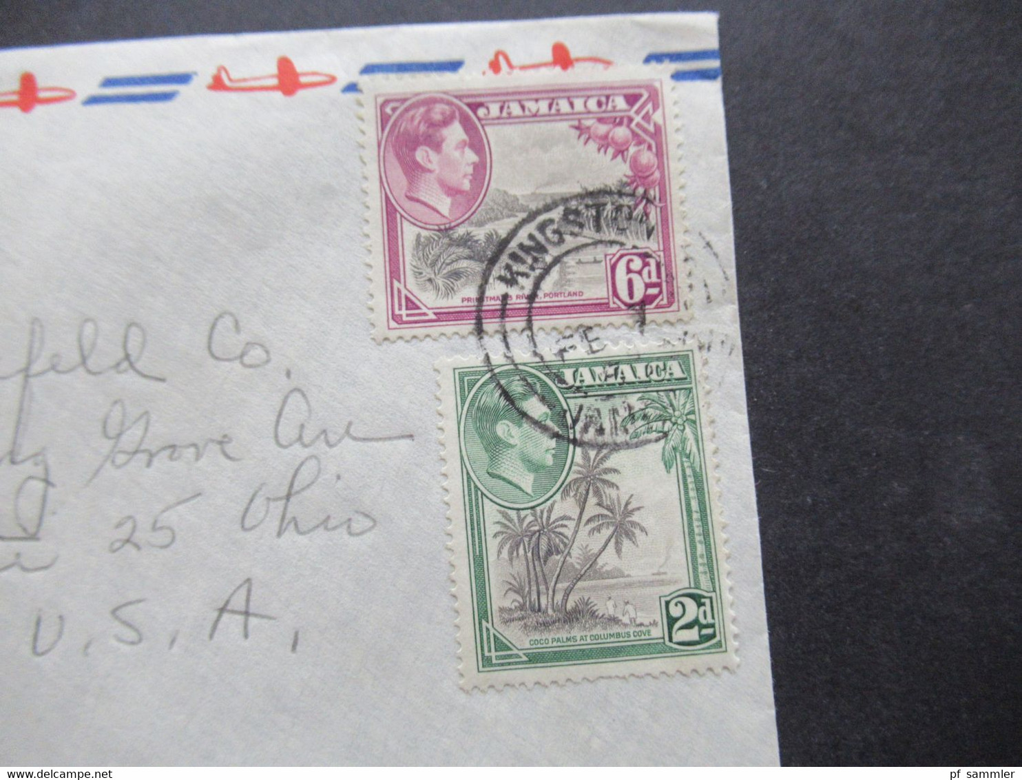 GB Kolonie Jamaica 1940er Jahre Via Air Mail / Luftpostbeleg Umschlag Hotelpost Myrtle Bank Hotel Kingston Jamaica - Jamaica (...-1961)