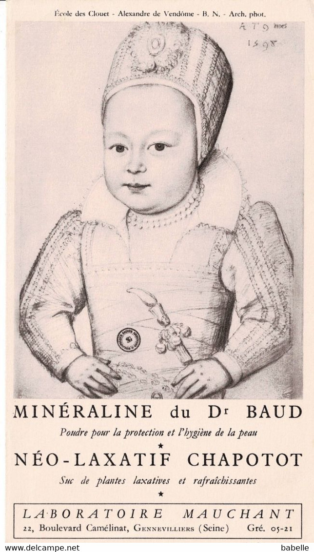 Labor. Mauchant  "Minéraline Du Dr Baud" Alexandre De Vendôme - Ecole Des Clouet - Produits Pharmaceutiques