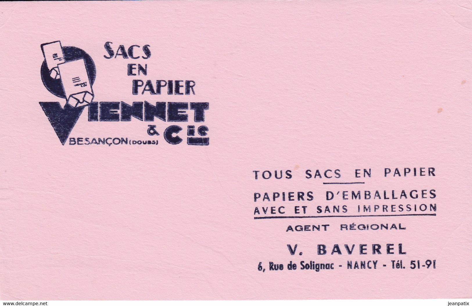 BUVARD & BLOTTER - Sacs En Papier - VIENNET & Cie -  Besançon - Agent Régional BAVAREL - Nancy - Produits Pharmaceutiques