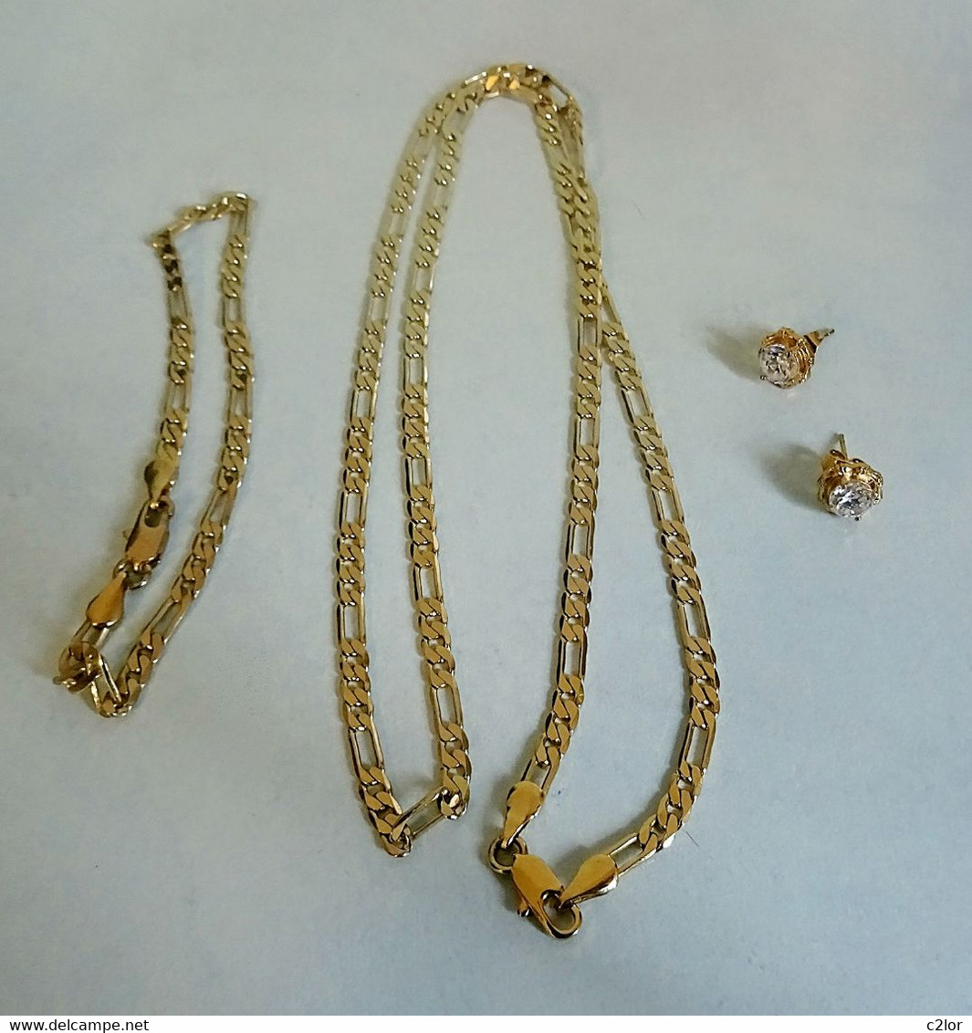 Petit Lot De Bijoux Fantaisie En  Métal Doré Neuf - Colliers/Chaînes