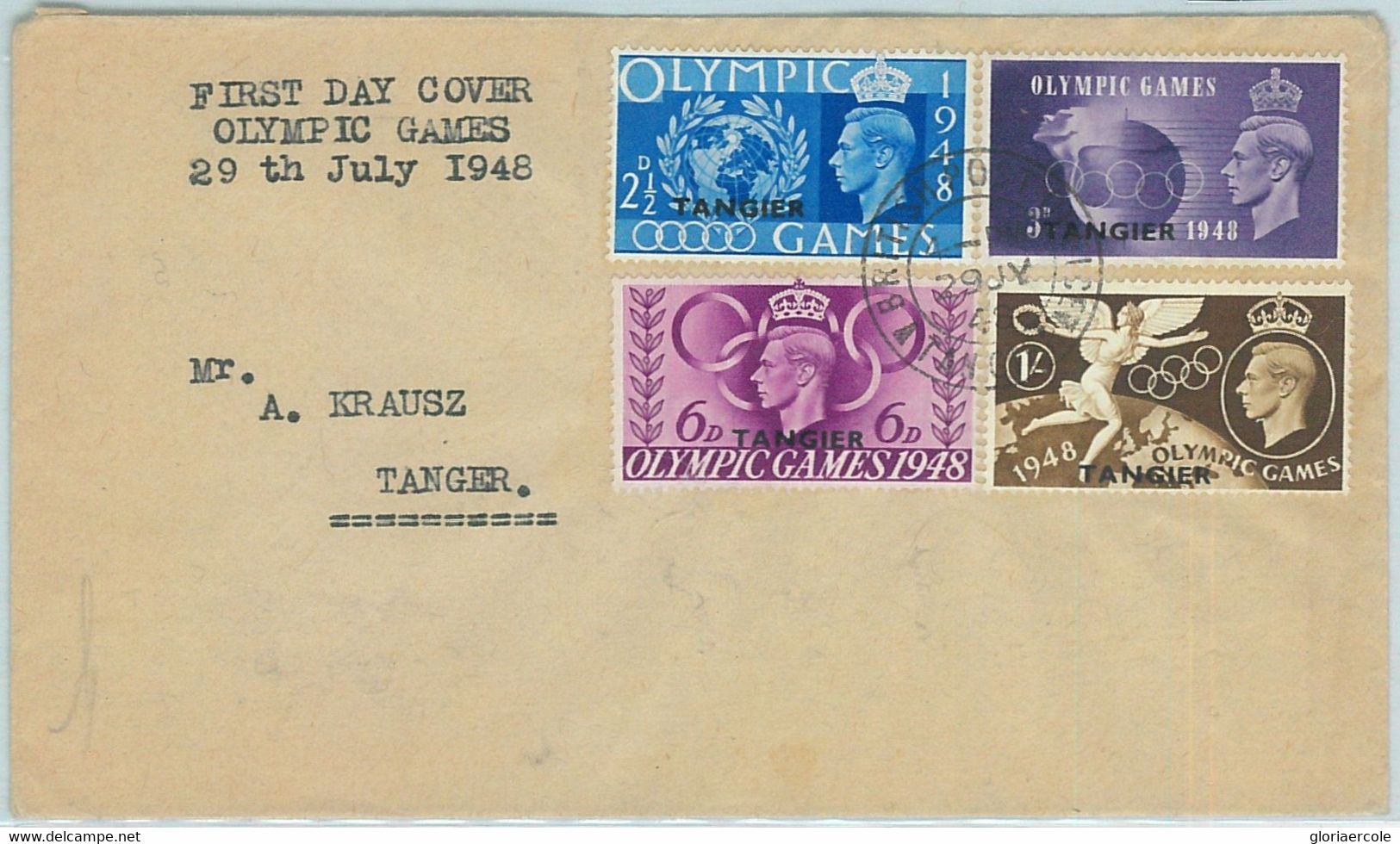 68020 -  TANGIER - POSTAL HISTORY -  1948  Olympic Games  FDC Cover! - Sommer 1948: London