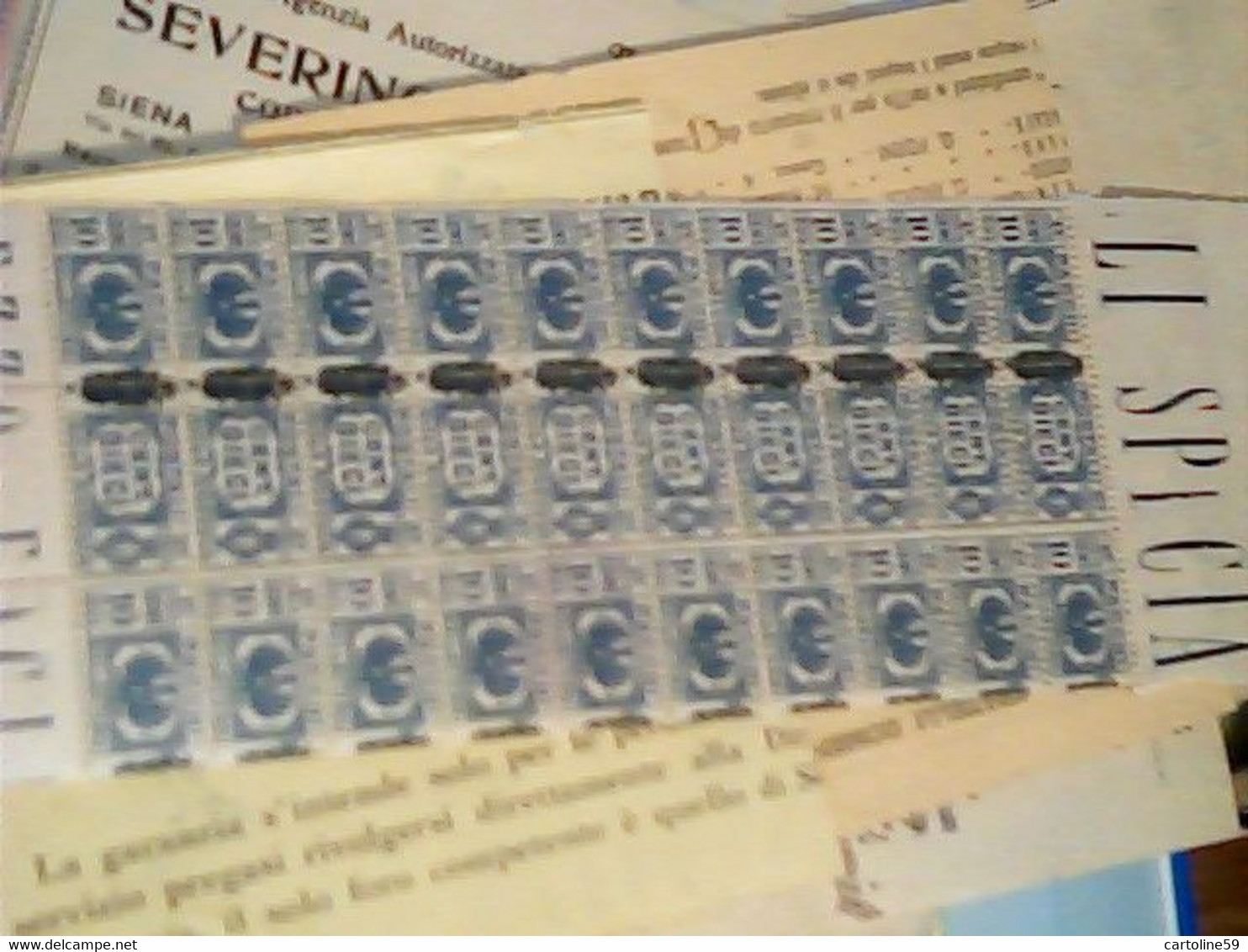 Luogotenenza 1945, Pacchi Postali Cent. 10 Azzurro - Blocco STRISCIA Di 10 Valori Nuovi  E 10 PARTE  BOLLETTINO IM4395 - Colis-postaux