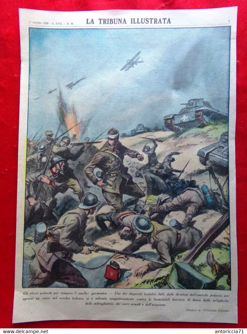 Copertina Tribuna Illustrata Nr. 40 Del 1939 WW2 Esercito Polacco Tedeschi - Weltkrieg 1939-45