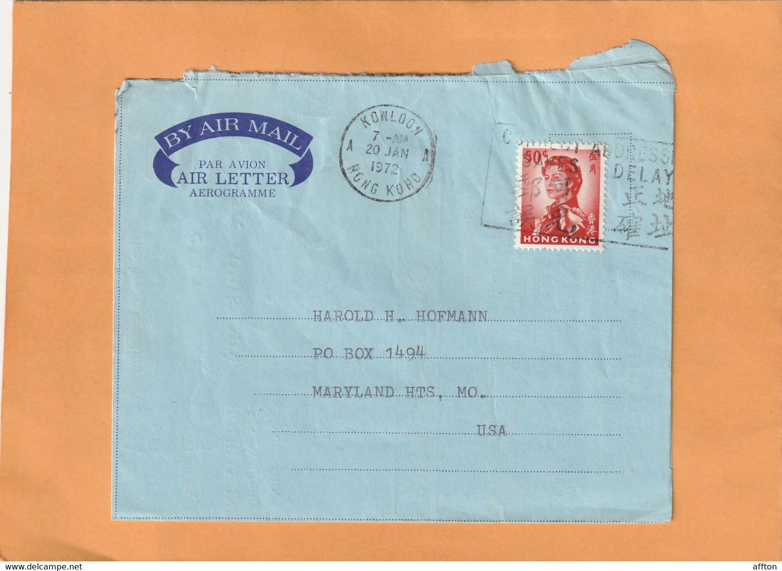 Hong Kong China Cover Mailed - Lettres & Documents