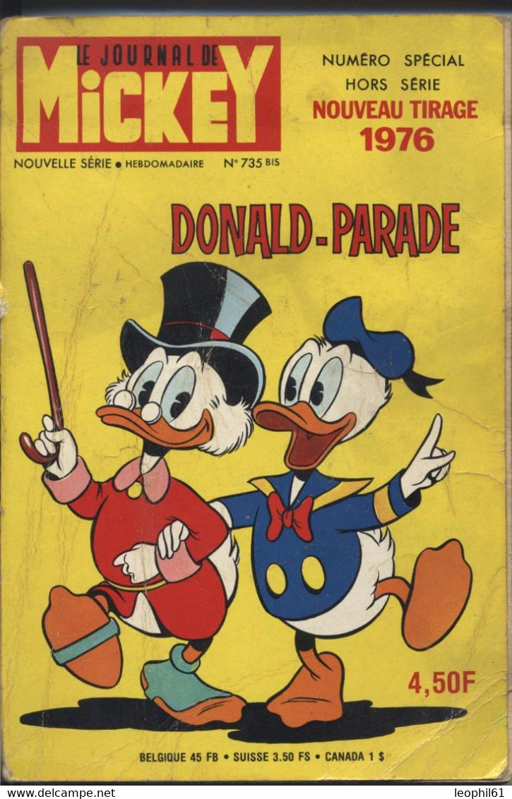 Le Journal De Mickey: Mickey Parade Donald Parade N° 735 Bis Tirage De 1976 - Mickey Parade