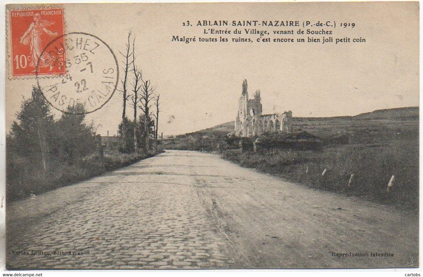 62 ABLAIN-SAINT-NAZAIRE  L'Entrée Du Village , Venant De Souchez - Other & Unclassified