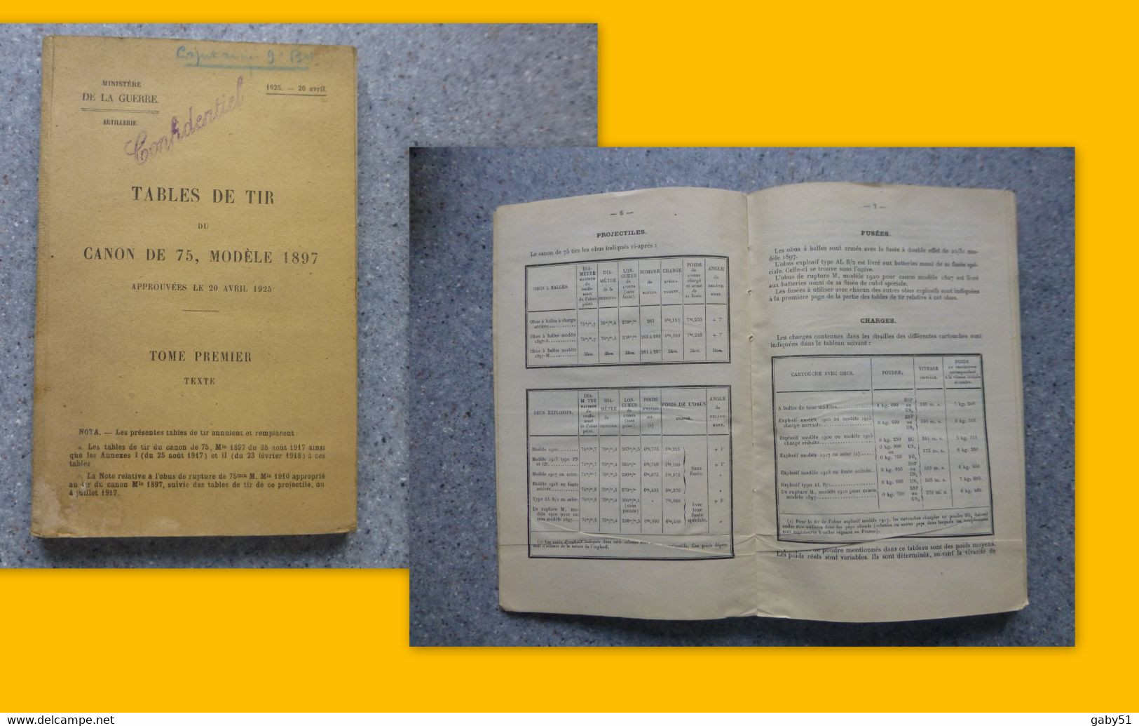 Tables De Tir Canon De 75,modèle 1897, 190 Pages, Ref 1012 ; L 08 - 1901-1940