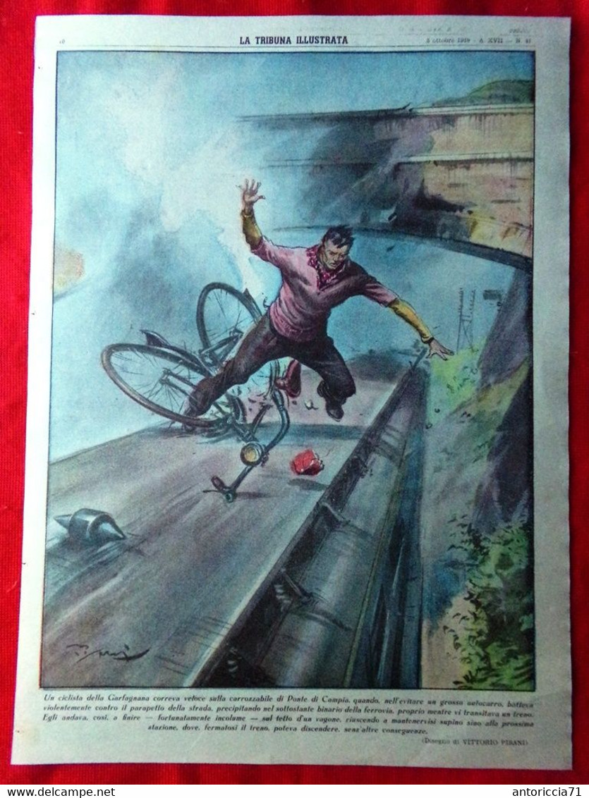 Retrocopertina Tribuna Illustrata Nr. 41 Del 1939 WW2 Ciclista Garfagnana Campia - Guerra 1939-45