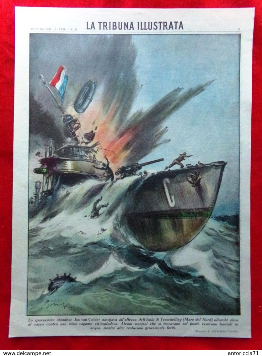 Copertina Tribuna Illustrata Nr. 43 Del 1939 WW2 Spazzamine Jan Van Gelder Nord - War 1939-45