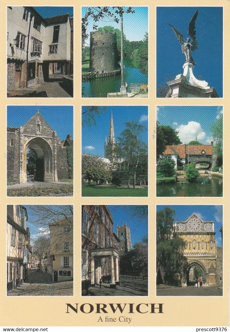 Norwich  - Multiview - Norfolk   -  Used Postcard - UK - Stamped 1997 - Norwich