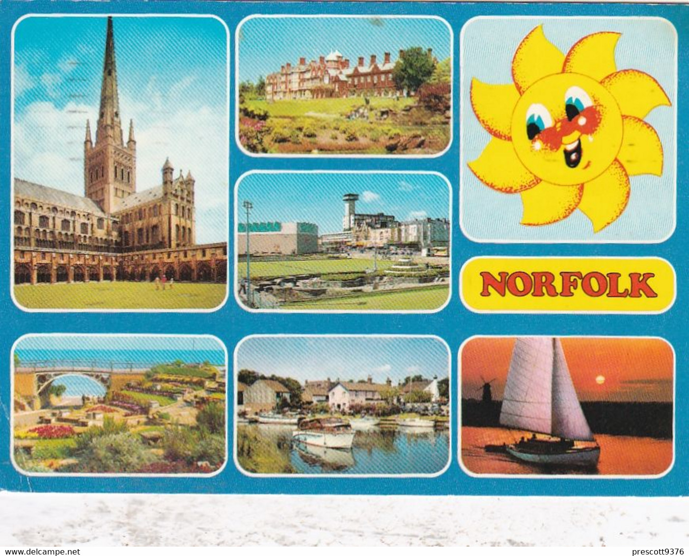 Norfolk  - Multiview - Norfolk   -  Used Postcard - UK - Stamped 1984 - Norwich