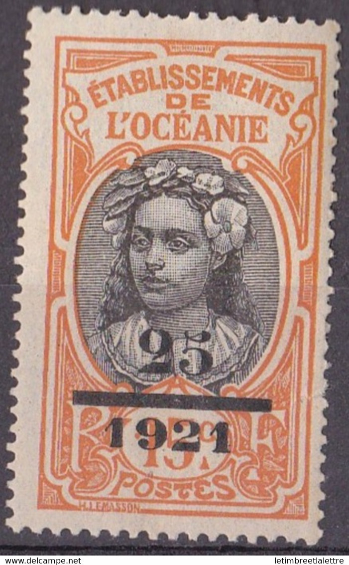 ⭐ Océanie - YT N° 46 ** - Neuf Sans Charnière - 1916 ⭐ - Unused Stamps