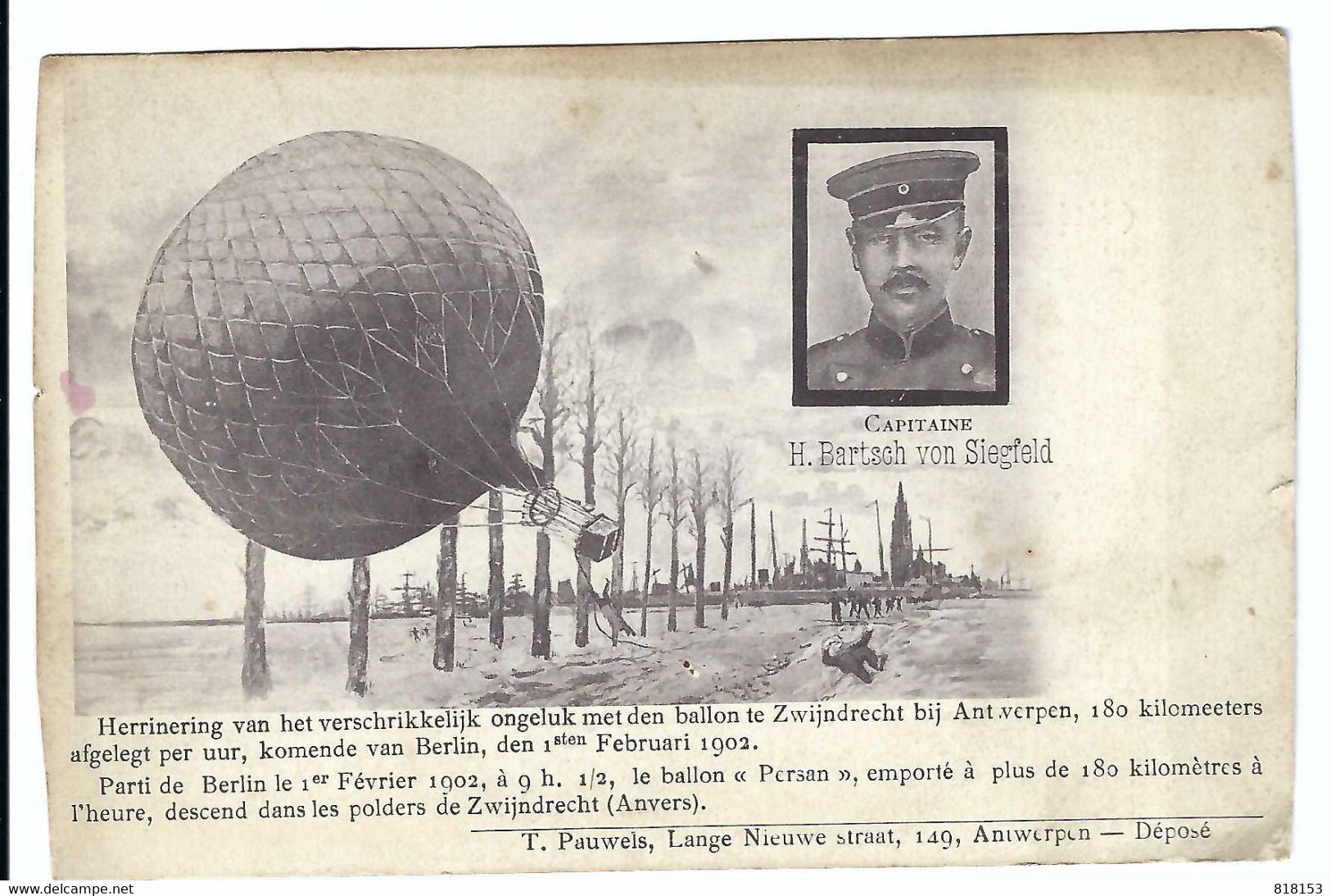 Zwijndrecht - ...Verschrikkelijk Ongeluk Met Den Ballon .. CAPITAINE H Bartsch Von Siegveld 1902 - Zwijndrecht