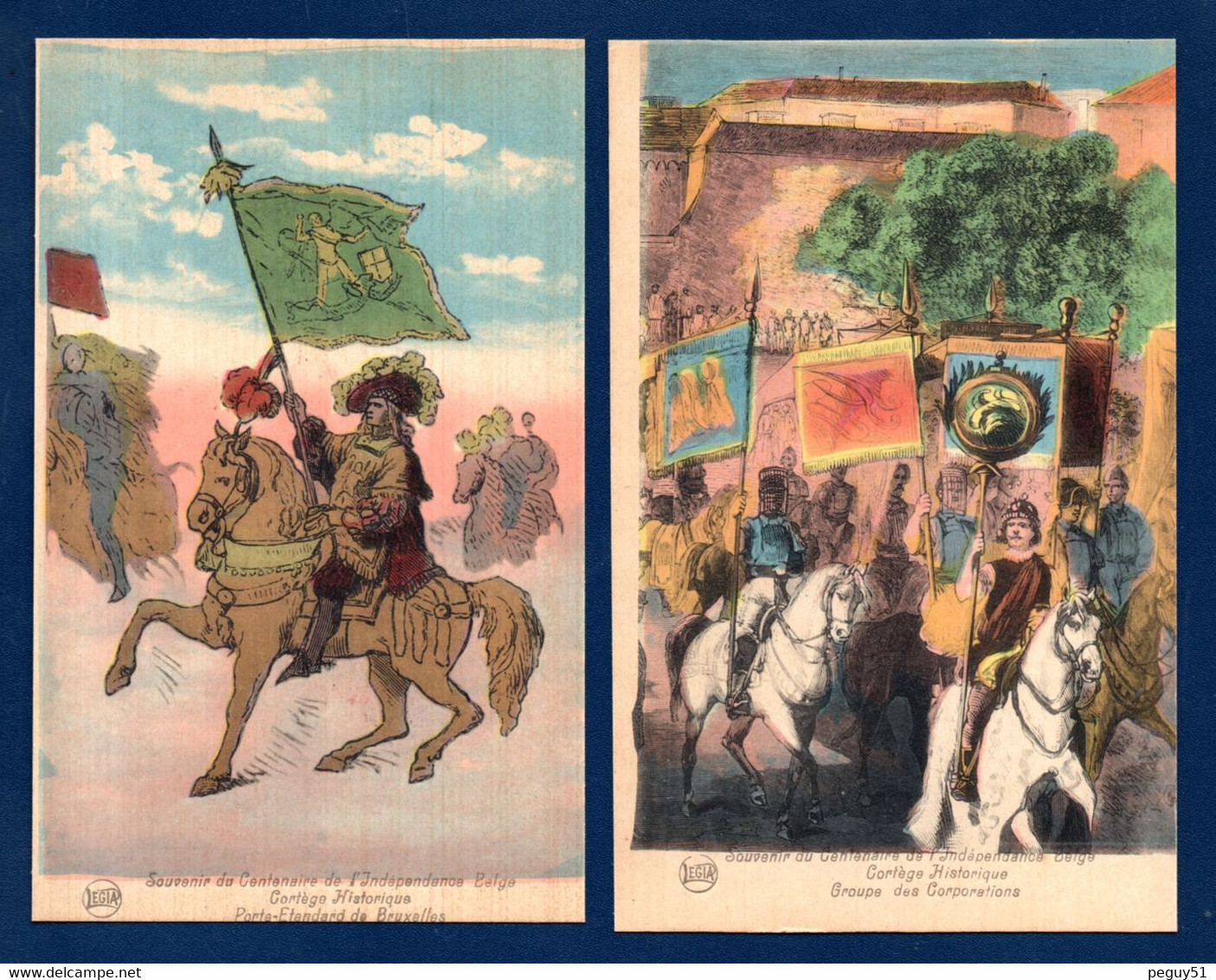 Souvenir Du Centenaire De L'Indépendance Belge. Cortège Historique. Lot De 10 Cartes. Voir Descriptions - Feesten En Evenementen