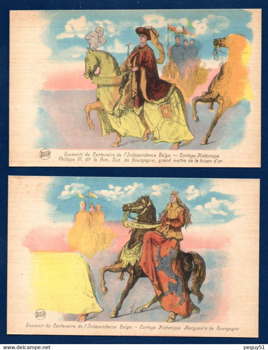 Souvenir Du Centenaire De L'Indépendance Belge. Cortège Historique. Lot De 10 Cartes. Voir Descriptions - Fêtes, événements