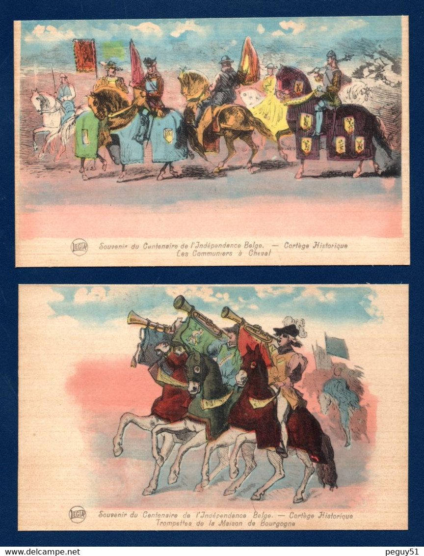 Souvenir Du Centenaire De L'Indépendance Belge. Cortège Historique. Lot De 10 Cartes. Voir Descriptions - Fiestas, Celebraciones