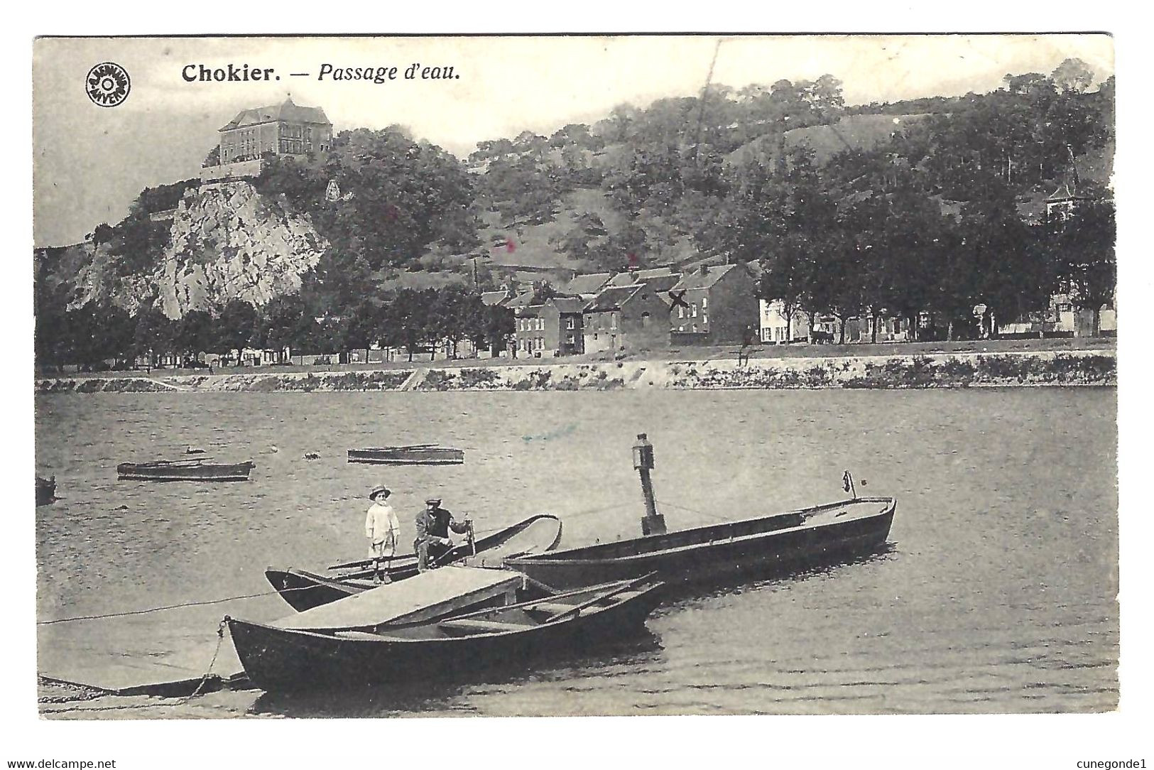 CPA  CHOKIER Rare Vue Du Passage D'eau Avec Barques En Avant Plan - Circulée - 2 Scans - Flémalle